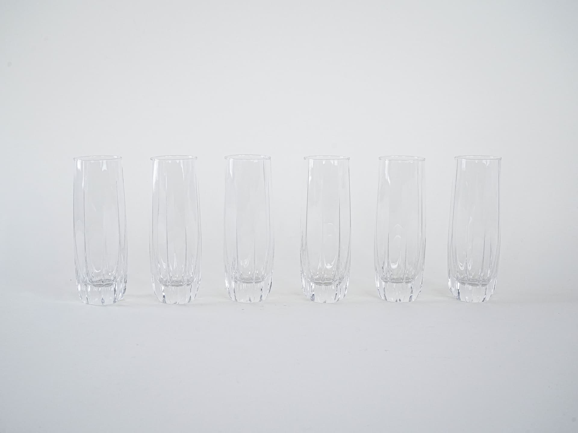 Komplet sześciu szklanek, transparentne szkło, Włochy, lata 60. - 277206