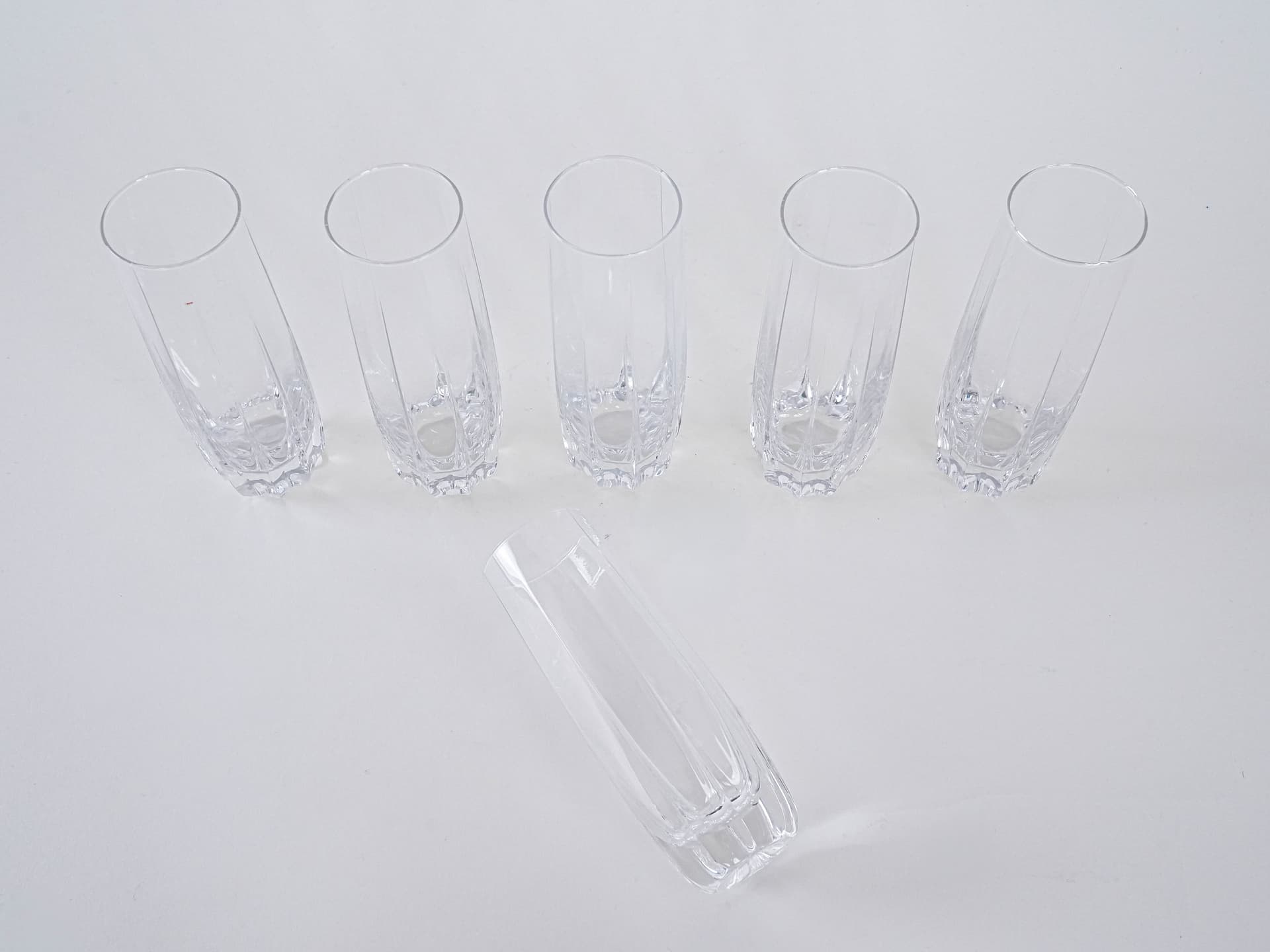 Komplet sześciu szklanek, transparentne szkło, Włochy, lata 60. - 277208