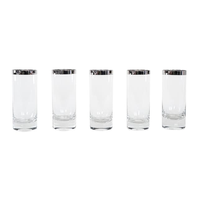 Zestaw szklanek Hollywood Regency, szkło transparentne, Włochy, lata 70. - WYMIARY