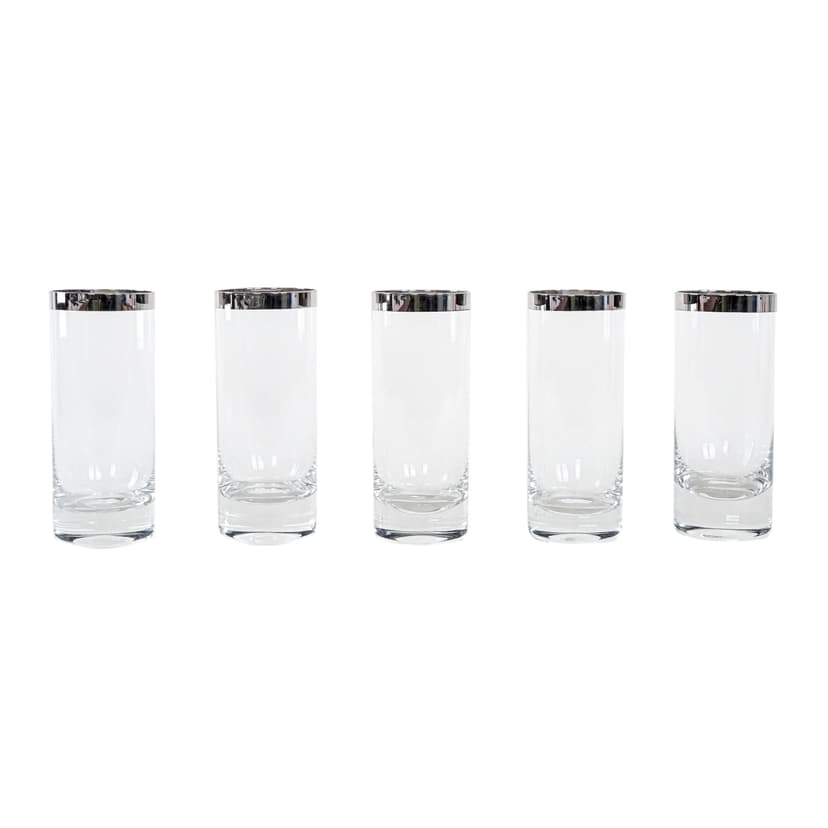 Zestaw szklanek Hollywood Regency, szkło transparentne, Włochy, lata 70.