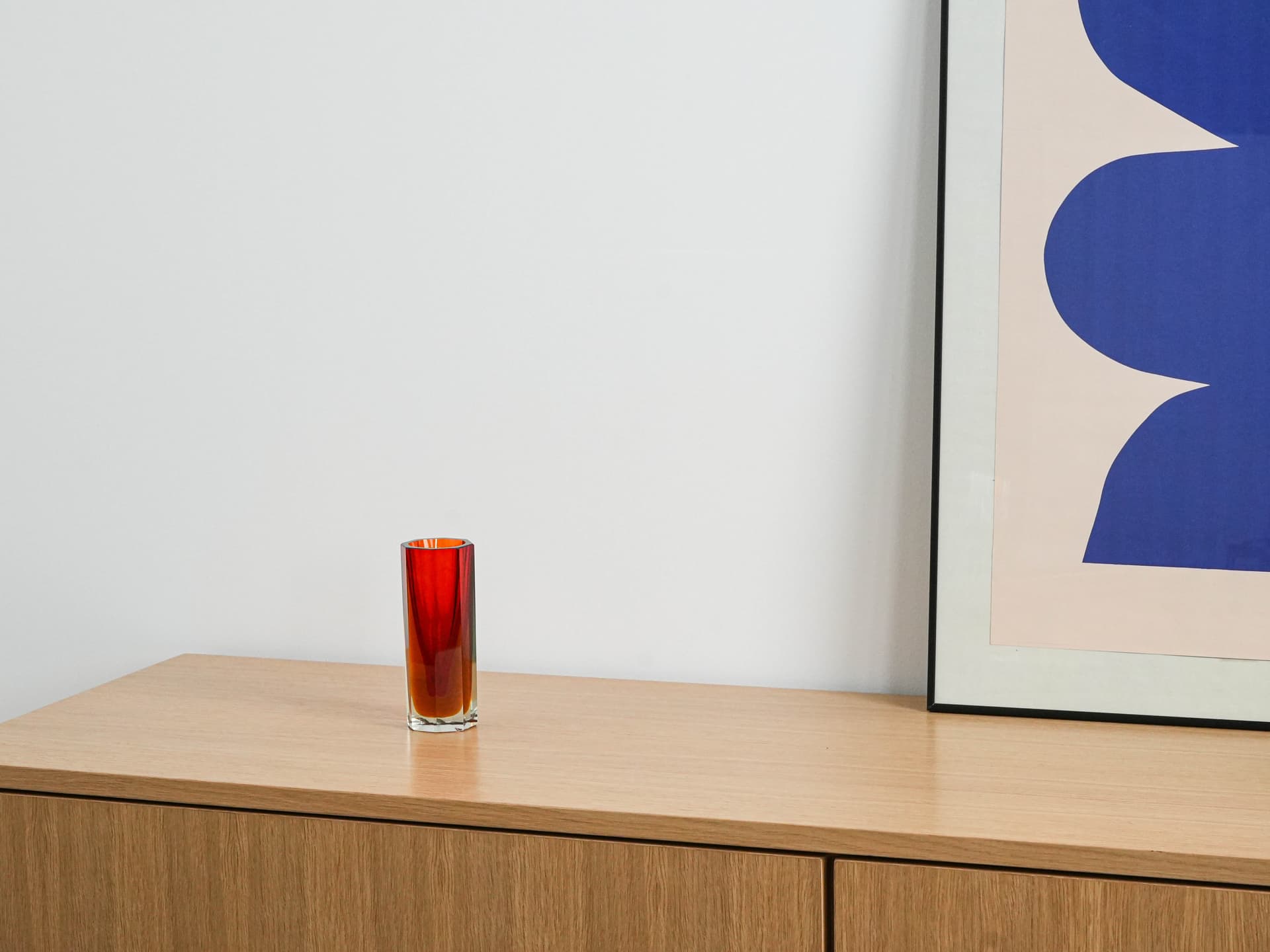 Wazon, czerwony, szkło, Czechy, lata 60. - 277231