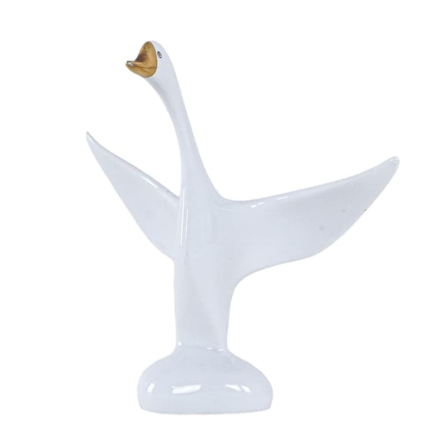 Figurka gęś, biała, porcelana, Holloháza, Węgry, lata 60. - WYMIARY