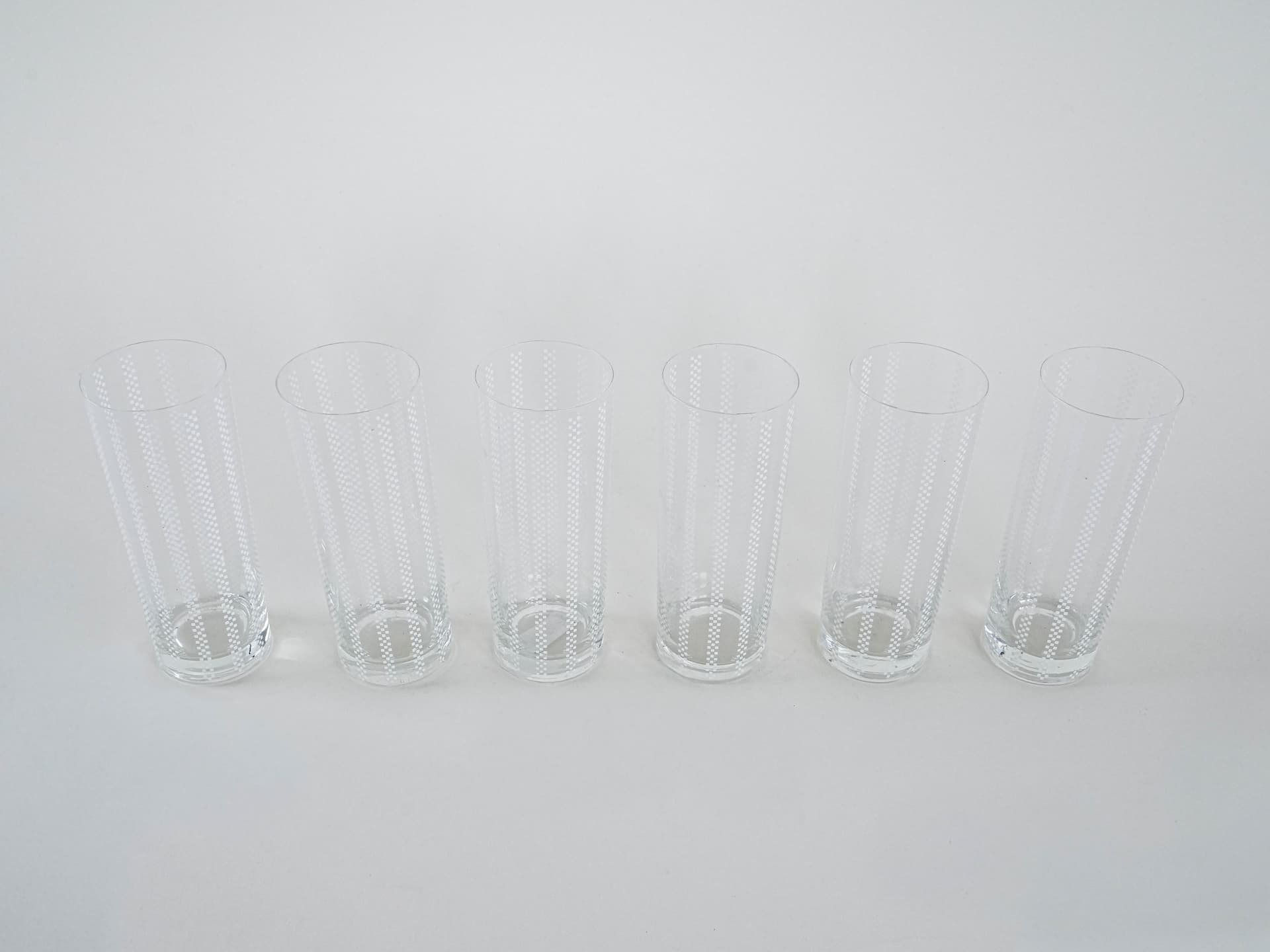 Komplet sześciu szklanek, Op-Art, szkło transparentne, Włochy, lata 60. - 277251