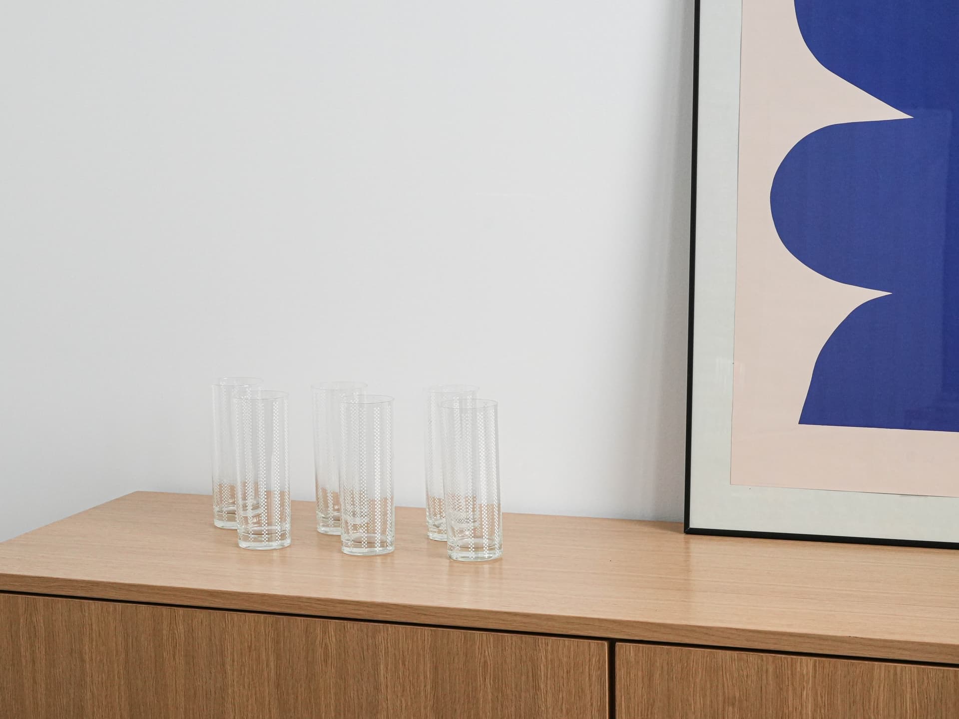 Komplet sześciu szklanek, Op-Art, szkło transparentne, Włochy, lata 60. - 277254