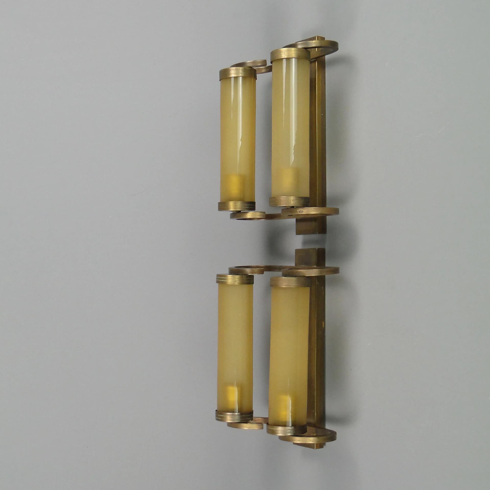 Para kinkietów Art déco, mosiądz złoty, szkło, Niemcy, lata 20. - 20328