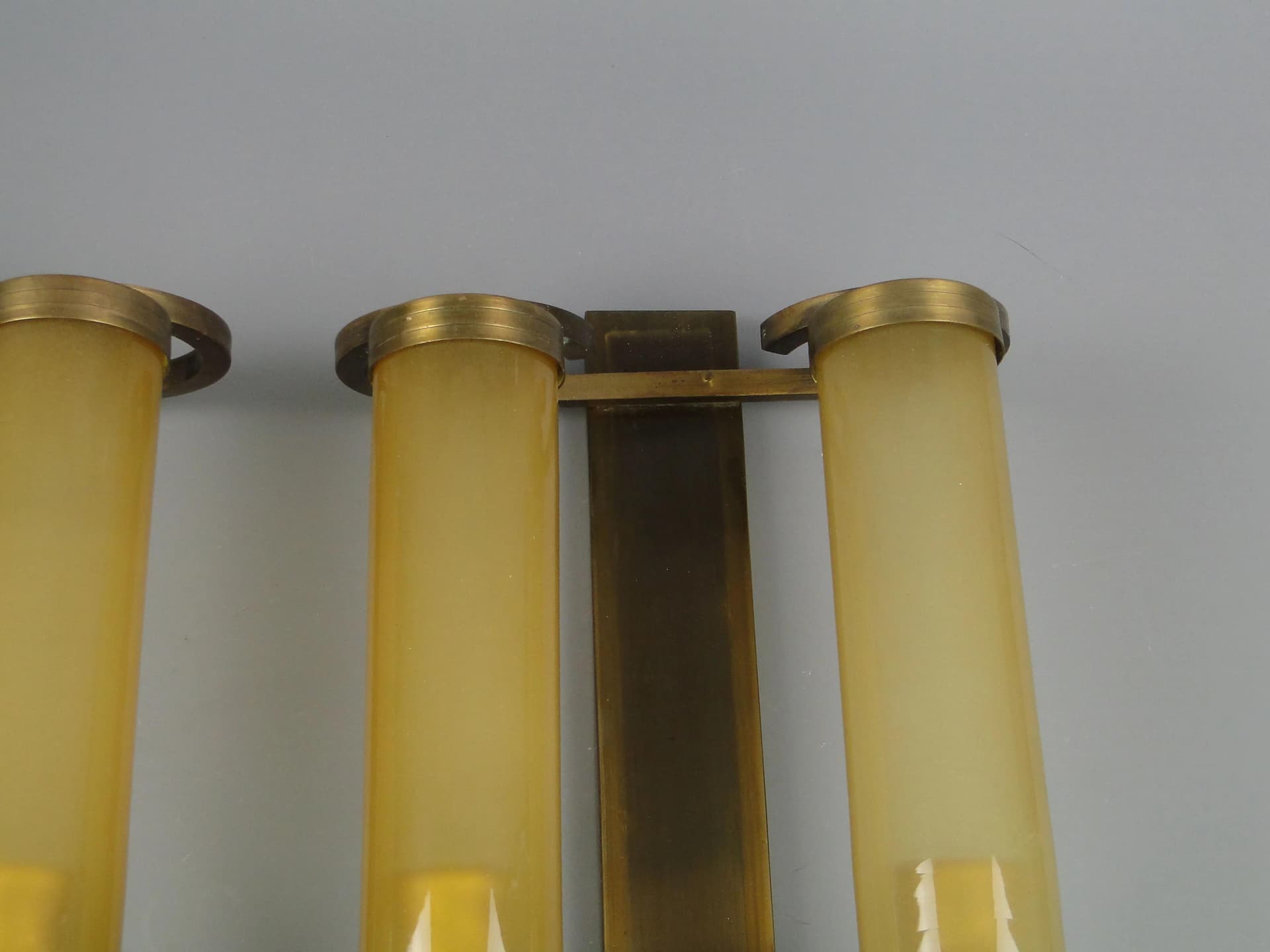 Para kinkietów Art déco, mosiądz złoty, szkło, Niemcy, lata 20. - 20327