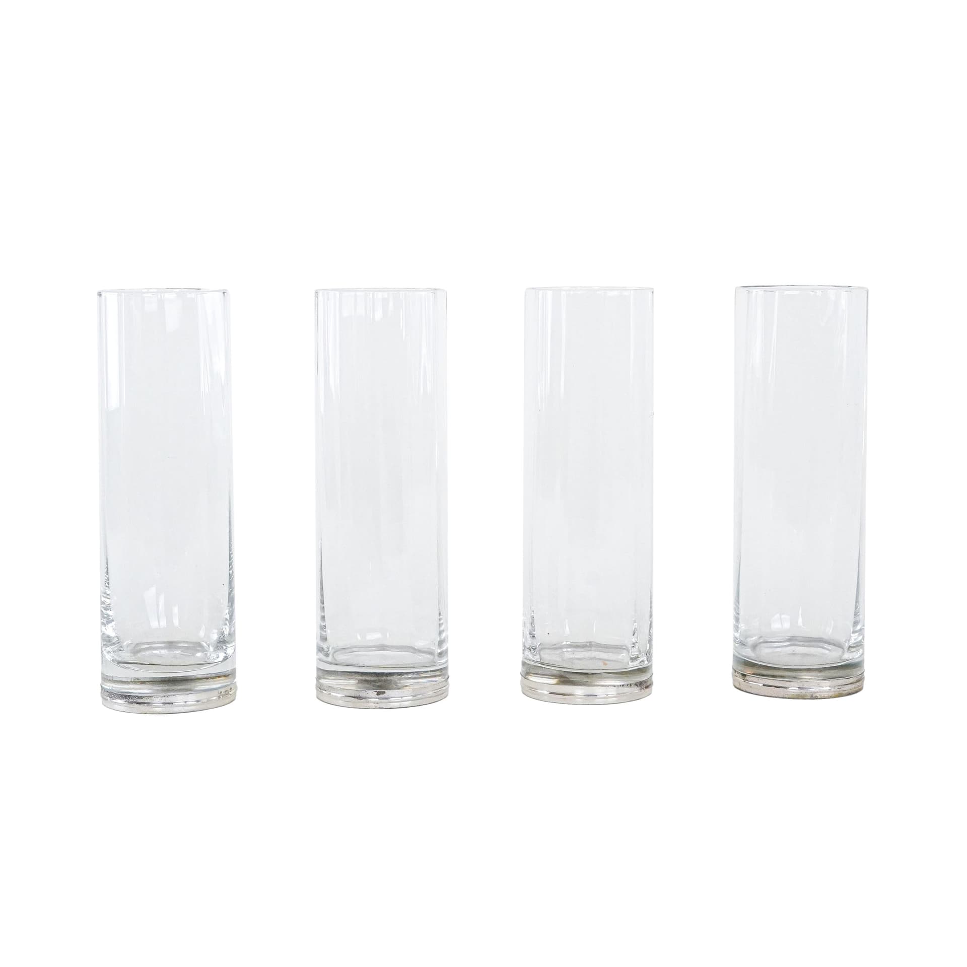 Zestaw czterech szklanek Hollywood Regency, szkło transparentne, Włochy, lata 70.