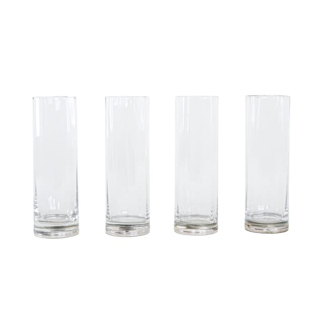 Zestaw czterech szklanek Hollywood Regency, szkło transparentne, Włochy, lata 70. - WYMIARY