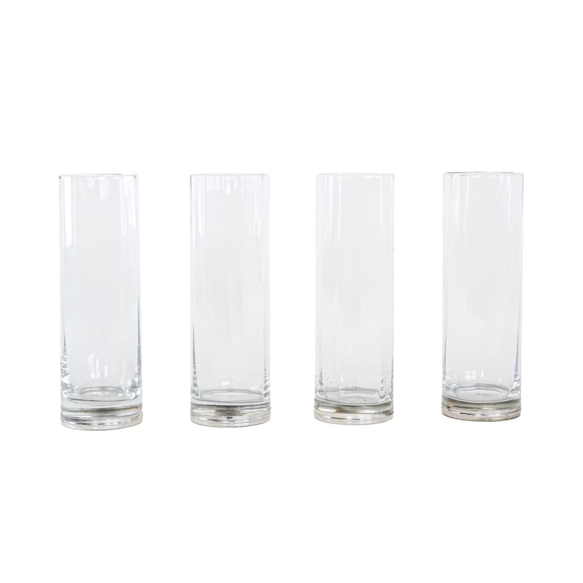 Zestaw czterech szklanek Hollywood Regency, szkło transparentne, Włochy, lata 70.