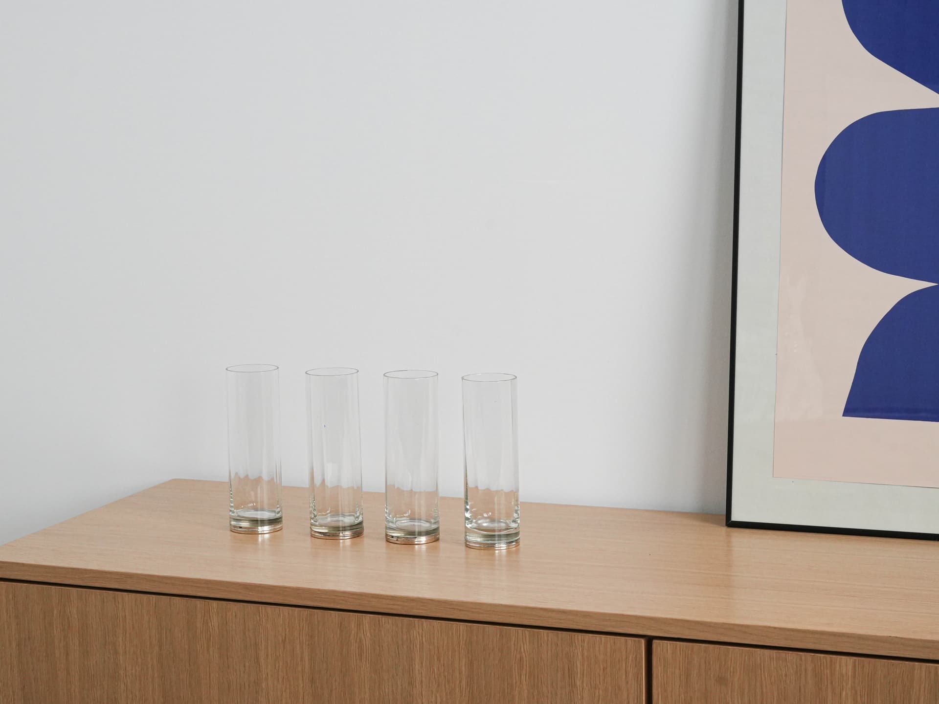 Zestaw czterech szklanek Hollywood Regency, szkło transparentne, Włochy, lata 70. - 277296