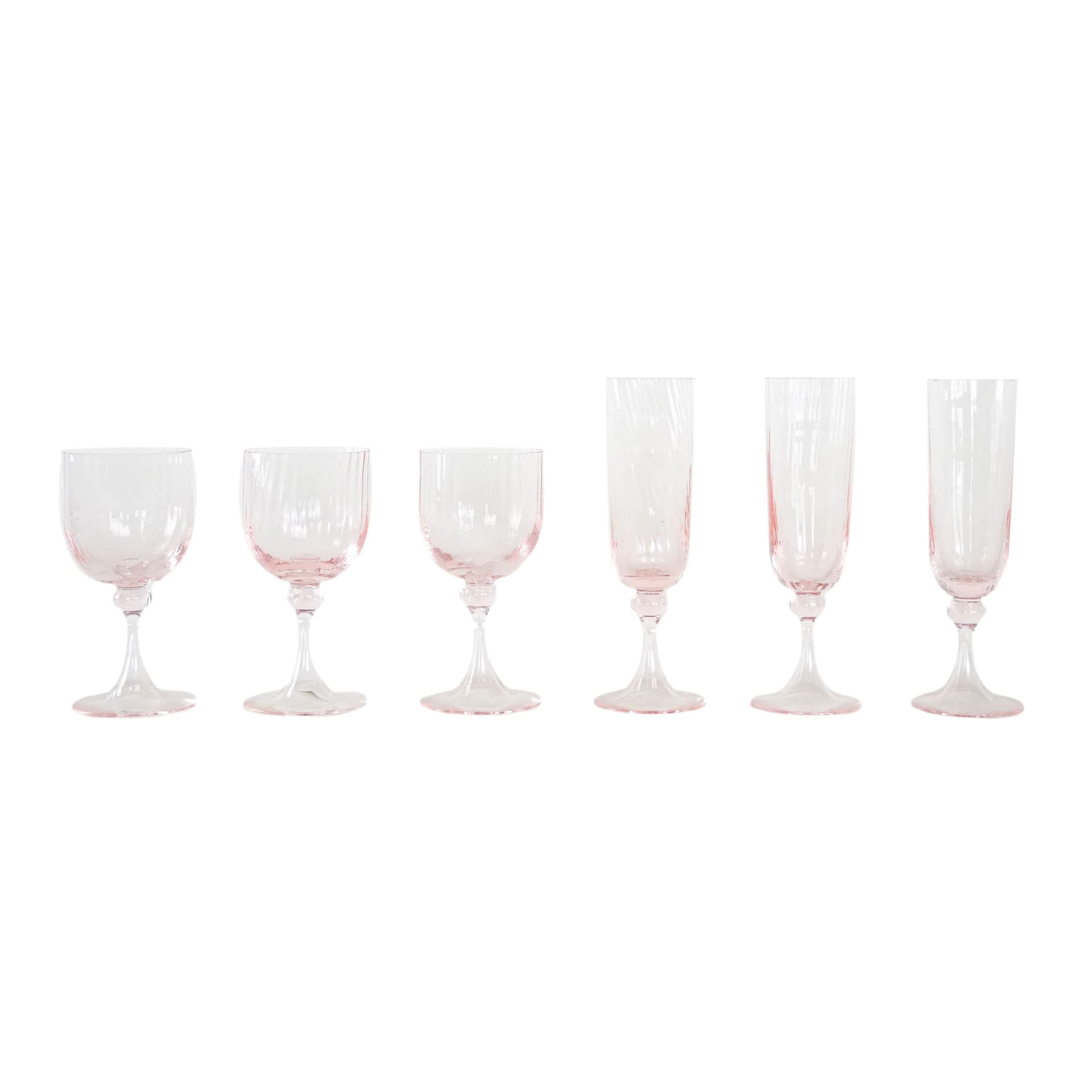 Komplet kieliszków, różowy, szkło, Francja, lata 70.