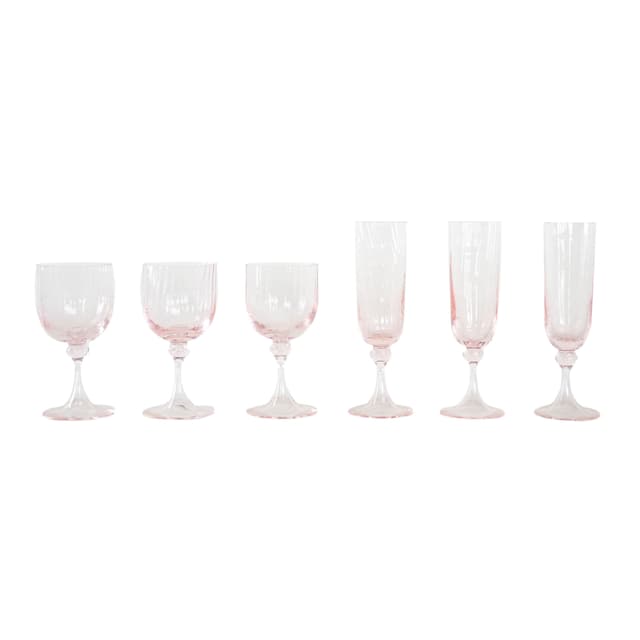 Komplet kieliszków, różowy, szkło, Francja, lata 70. - WYMIARY