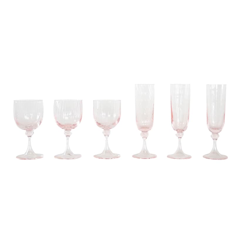 Komplet kieliszków, różowy, szkło, Francja, lata 70.