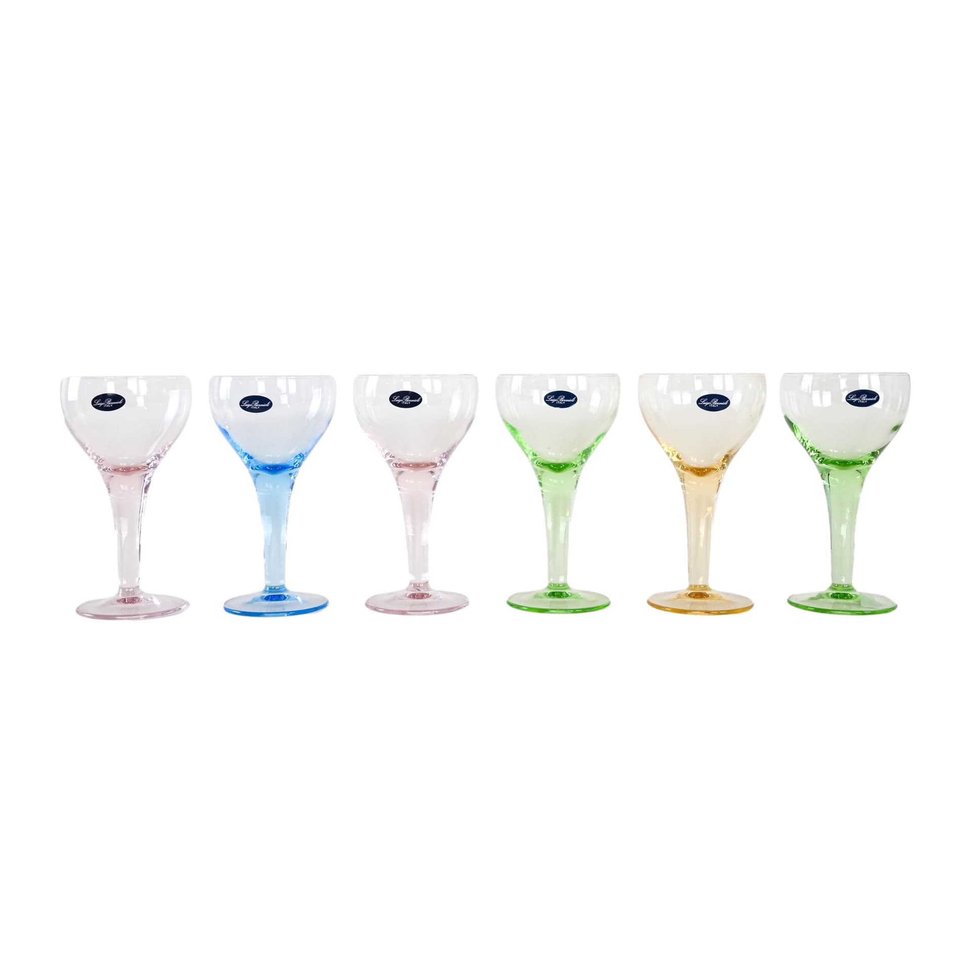 Komplet pucharków deserowych, multikolor, szkło, Luigi Bormioli, Włochy, lata 70.