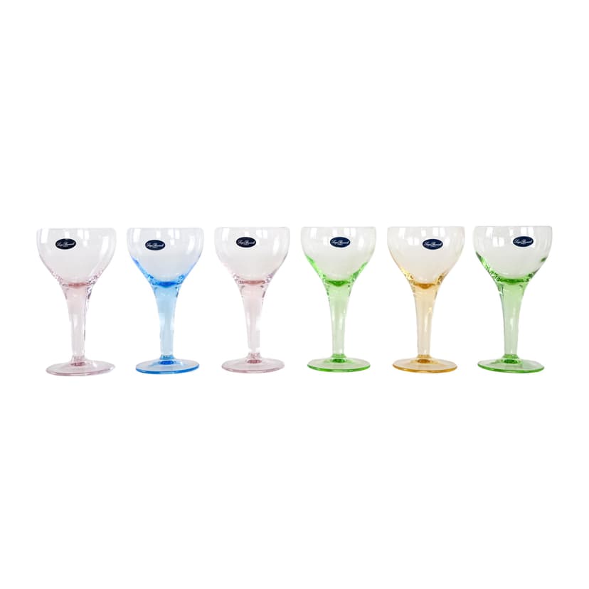 Komplet pucharków deserowych, multikolor, szkło, Luigi Bormioli, Włochy, lata 70.