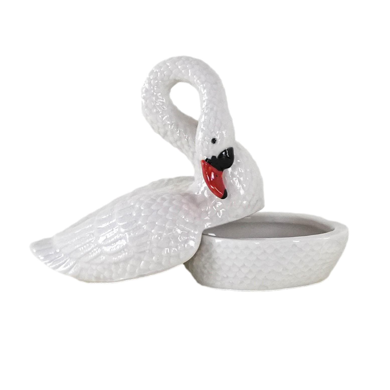 Szkatułka łabędź, biały, porcelana, Europa, lata 60.