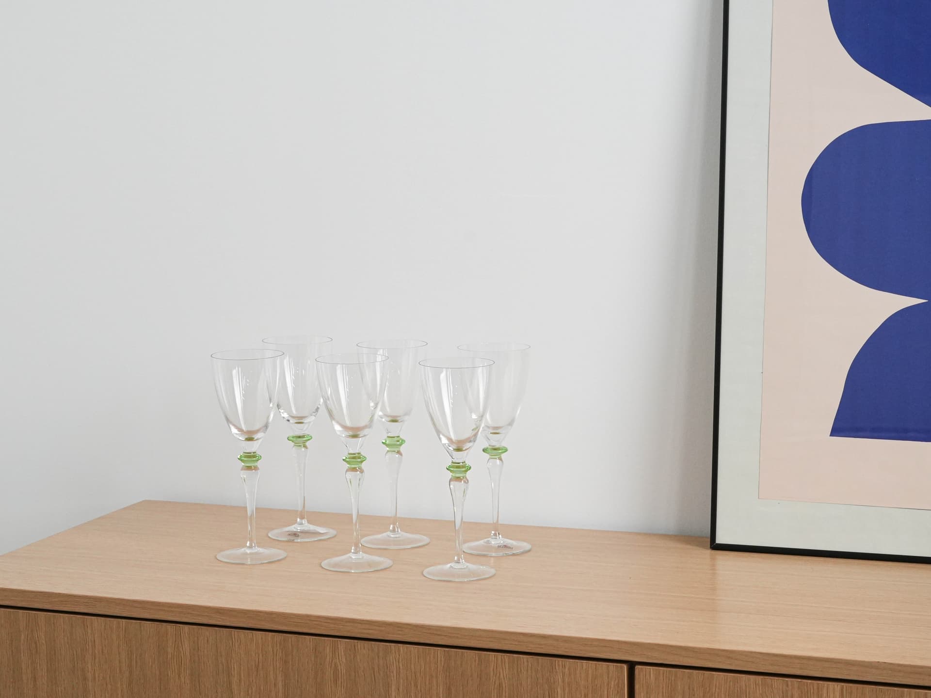 Zestaw sześciu kieliszków, szkło transparent, Włochy, lata 70. - 277360