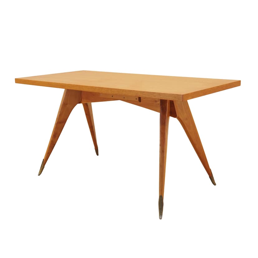 Desk, brown oak, Italy, 1970s.