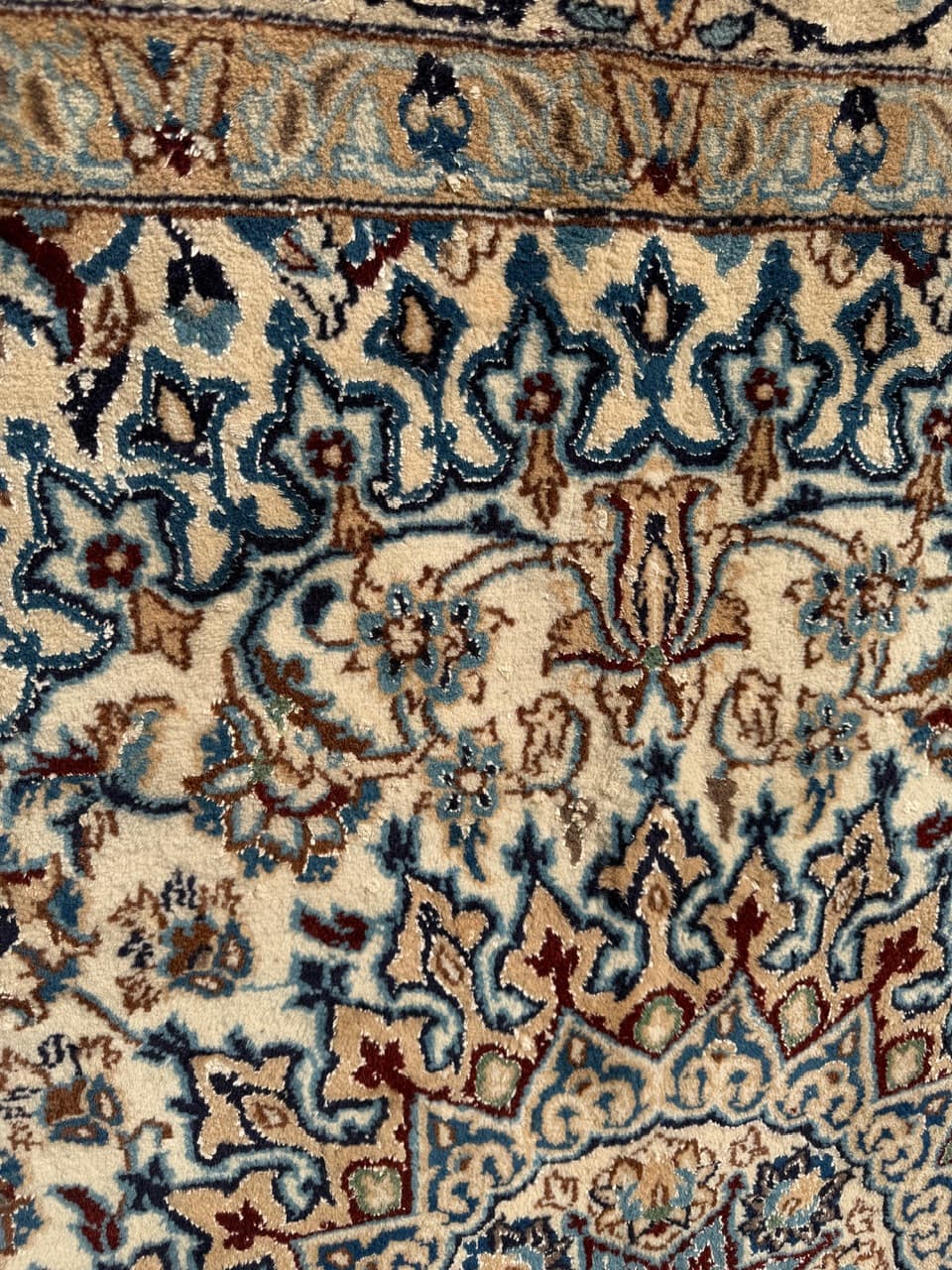 Dywan perski Nain 200x200 cm, beżowy, wełna z jedwabiem, Iran - 277497