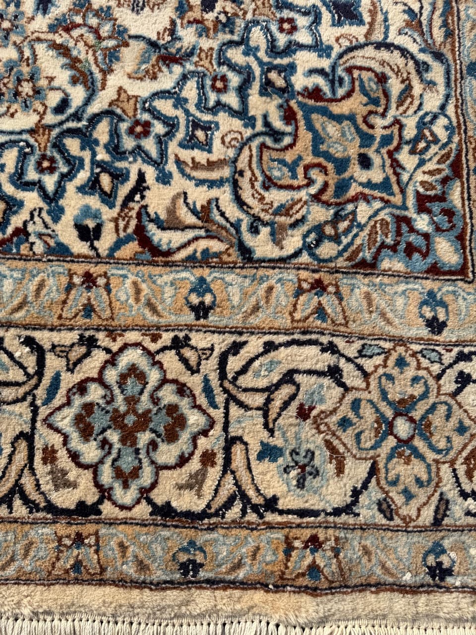 Dywan perski Nain 200x200 cm, beżowy, wełna z jedwabiem, Iran - 277506