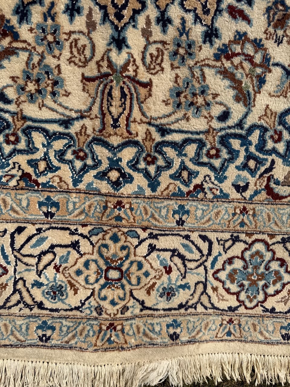 Dywan perski Nain 200x200 cm, beżowy, wełna z jedwabiem, Iran - 277499