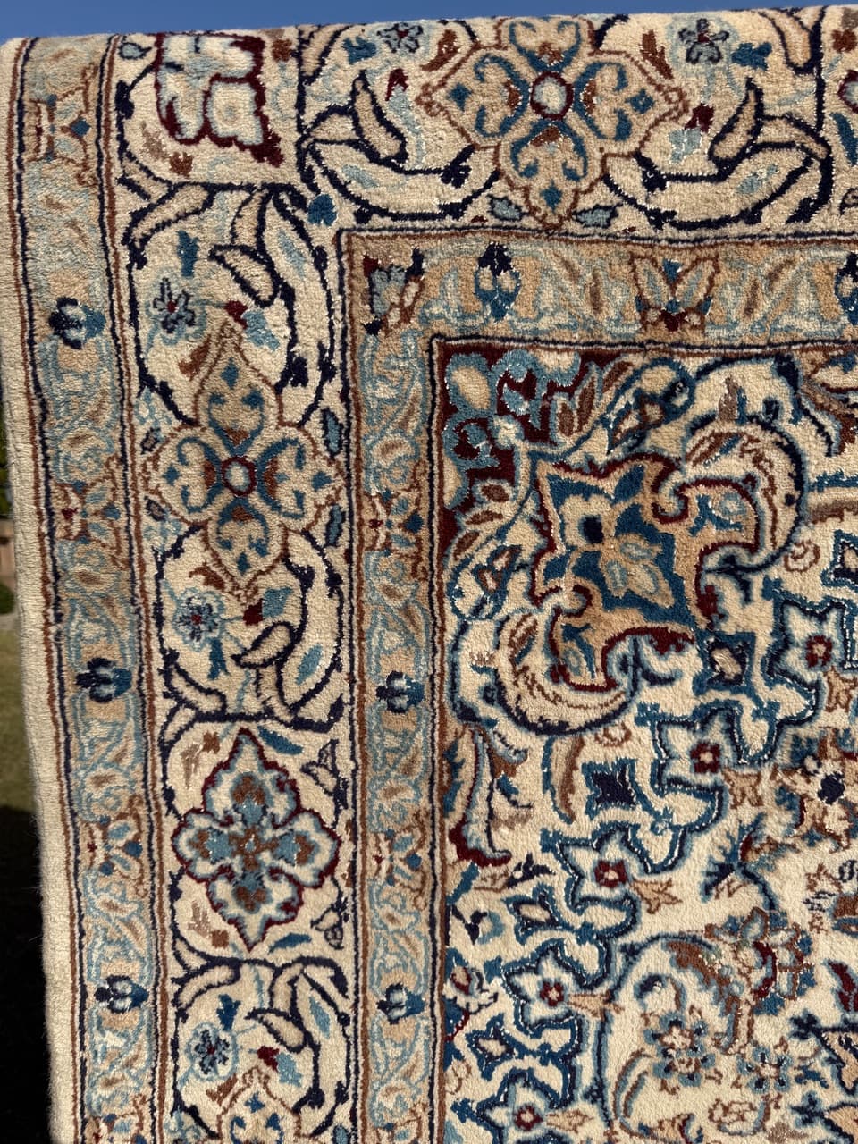 Dywan perski Nain 200x200 cm, beżowy, wełna z jedwabiem, Iran - 277496