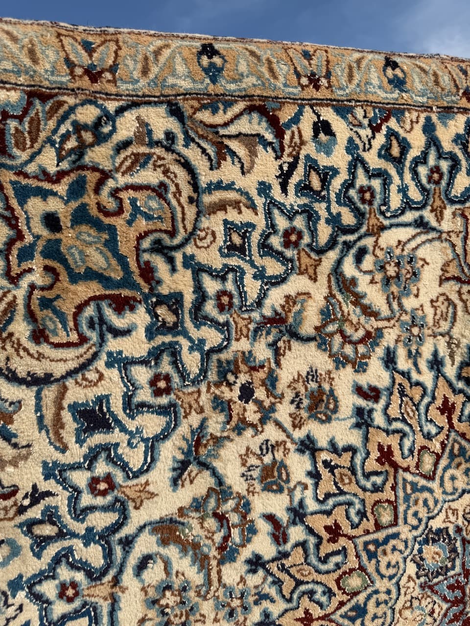 Dywan perski Nain 200x200 cm, beżowy, wełna z jedwabiem, Iran - 277501