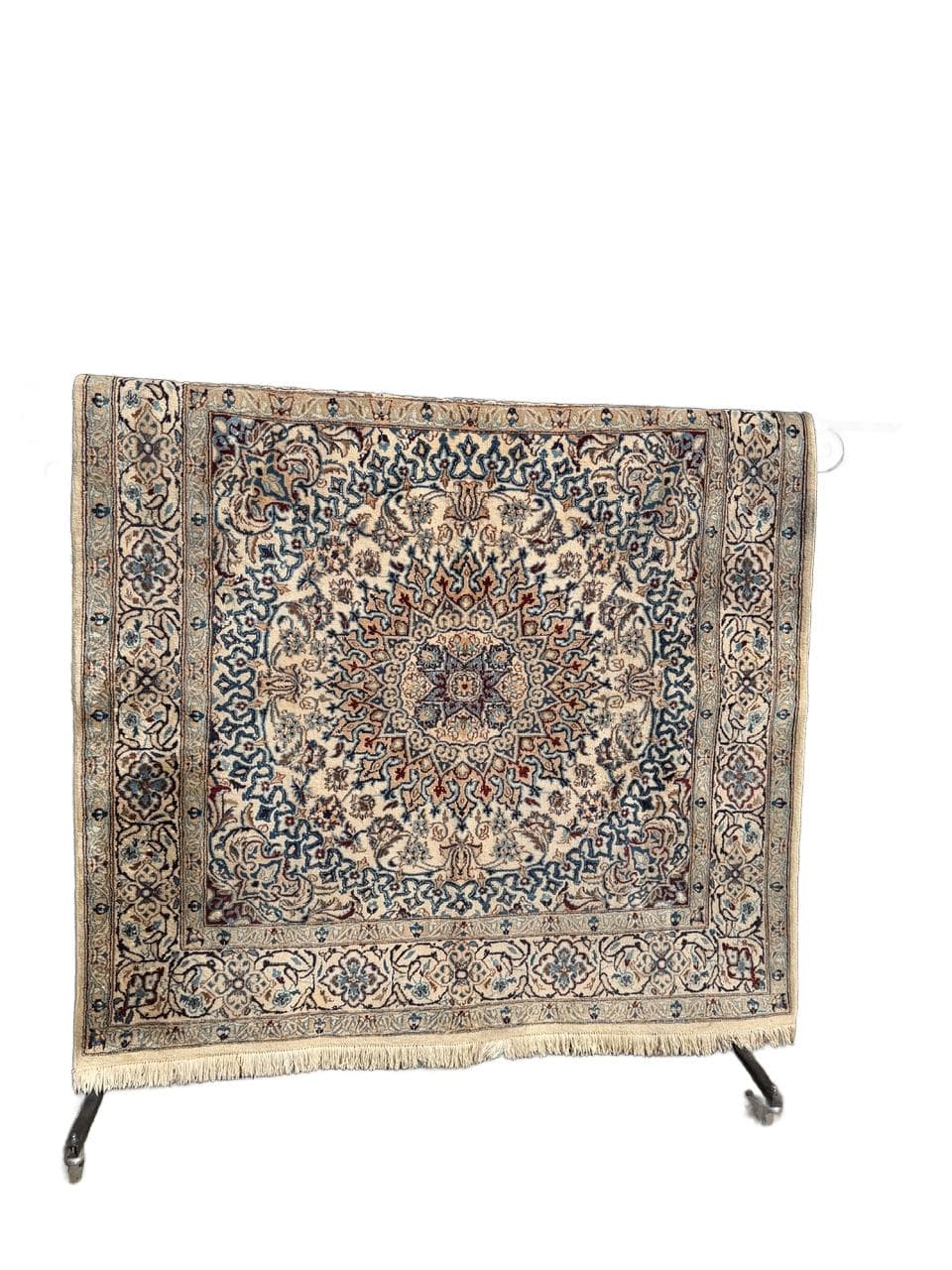 Dywan perski Nain 200x200 cm, beżowy, wełna z jedwabiem, Iran