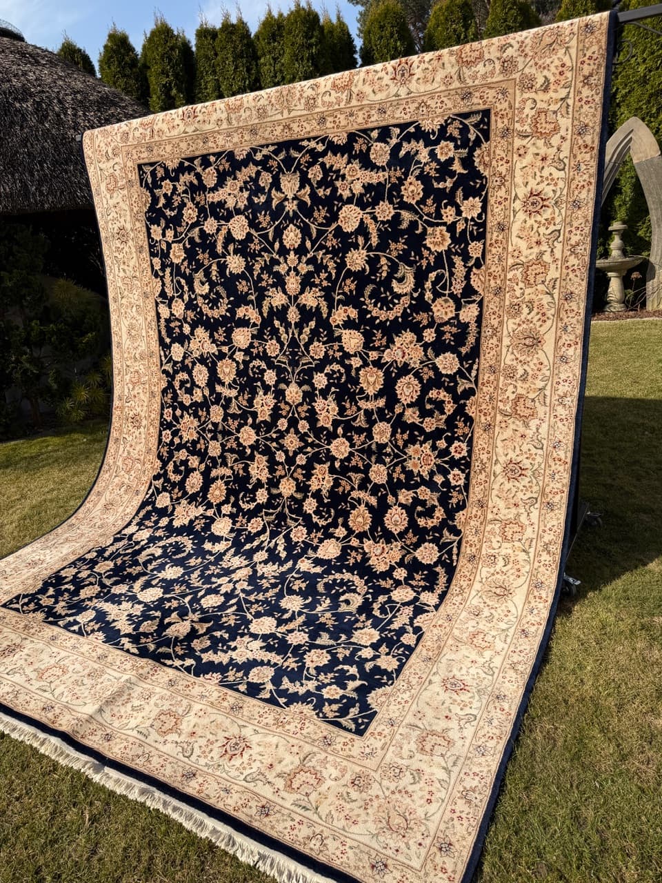 Dywan Ghoum, 360x260 cm, wełna niebieski, Iran - 277528