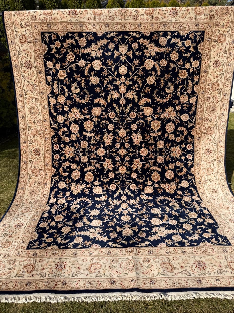 Dywan Ghoum, 360x260 cm, wełna niebieski, Iran - 277529