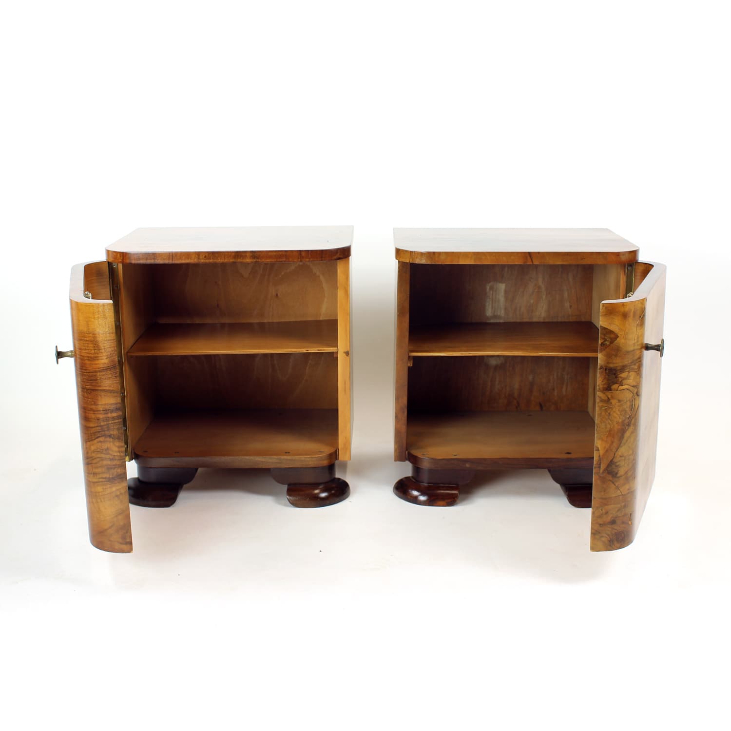 Para szafek nocnych Art Deco, orzech brązowy, Czechosłowacja, lata 30. - 277563