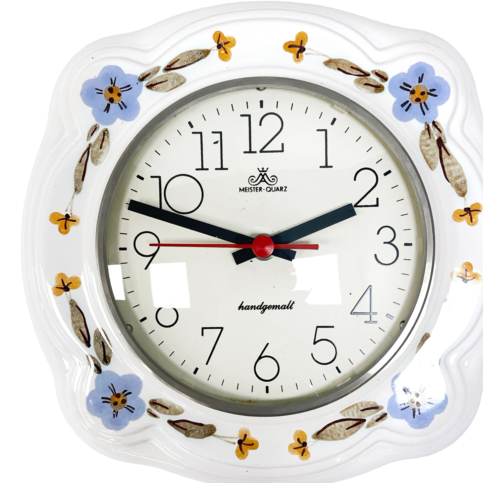 Zegar ścienny, ceramika biała, Niemcy, lata 70. - 277580