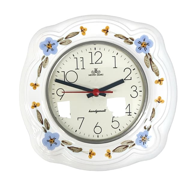 Zegar ścienny, ceramika biała, Niemcy, lata 70. - WYMIARY