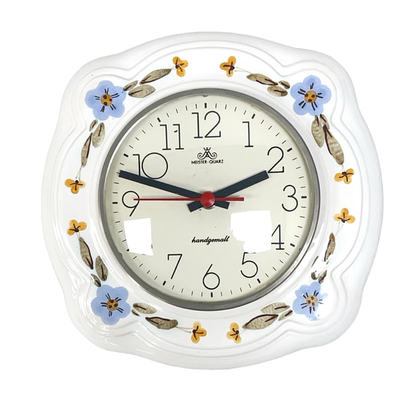 Zegar ścienny, ceramika biała, Niemcy, lata 70.