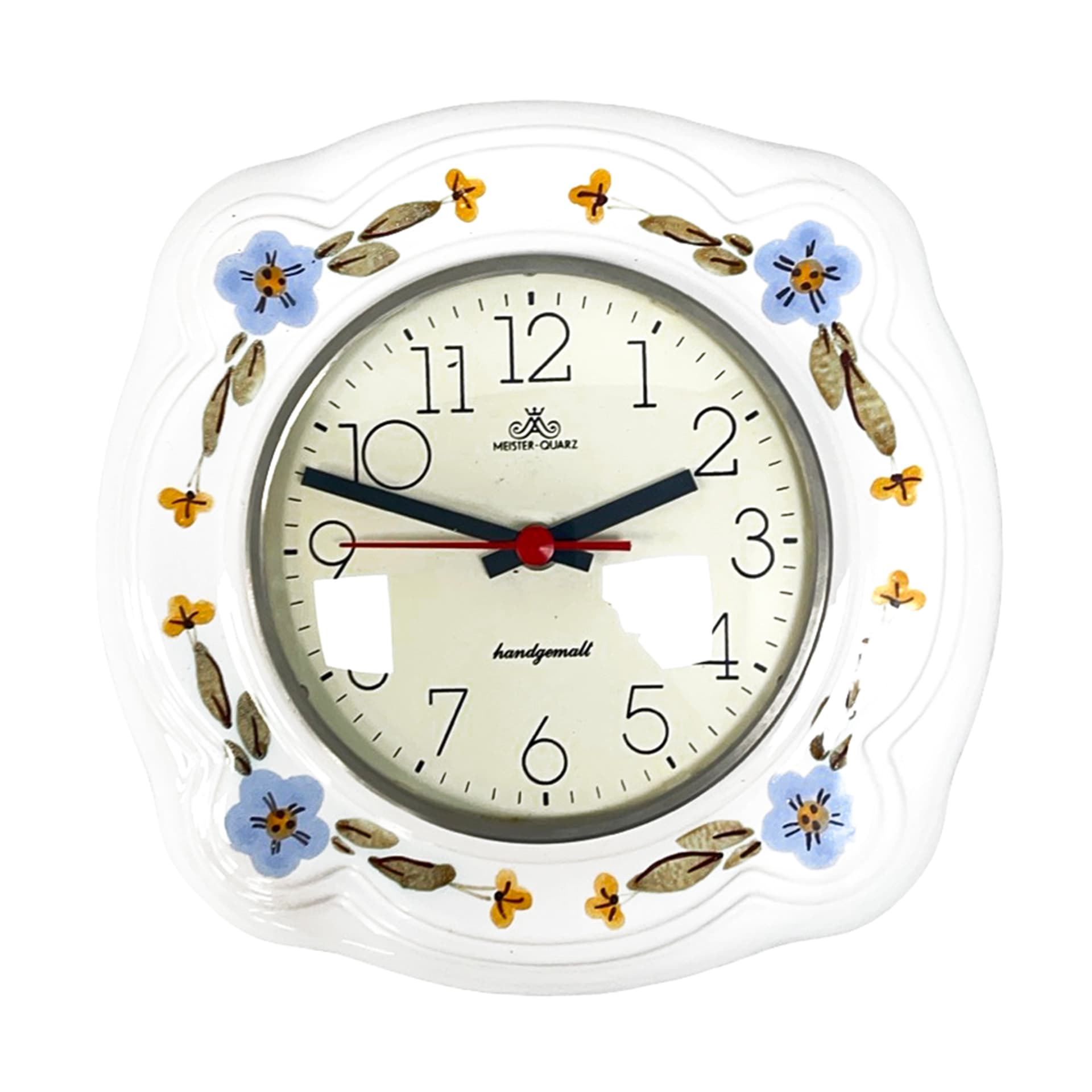 Zegar ścienny, ceramika biała, Niemcy, lata 70. - 277586