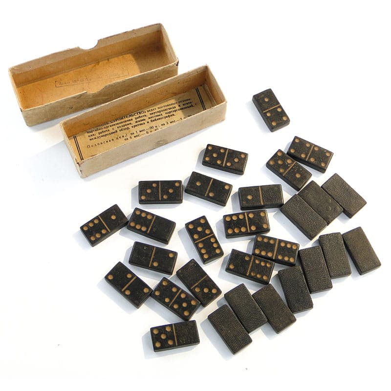 Domino set, black, wood, USSR, 1950s.