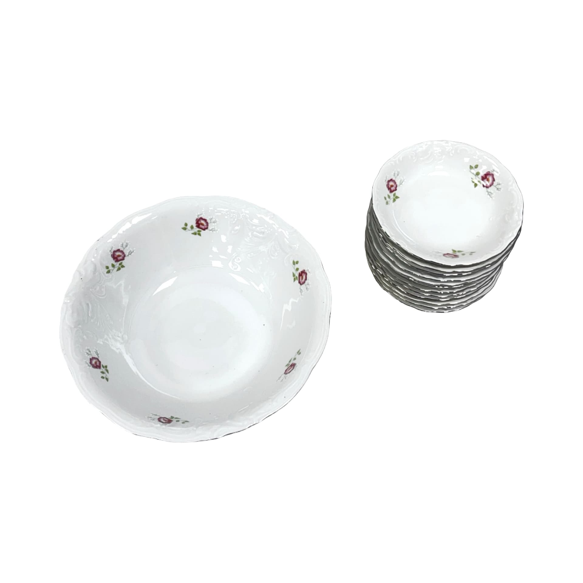 Zestaw trzynastoelementowy porcelany, biały, porcelana, Fabryka Porcelany Wałbrzych, Polska, lata 80. - 277657