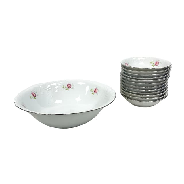 Zestaw trzynastoelementowy porcelany, biały, porcelana, Fabryka Porcelany Wałbrzych, Polska, lata 80. - WYMIARY