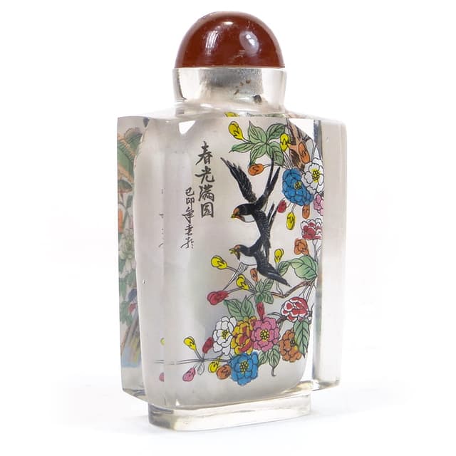 Tabakiera, transparentny kryształ, Chiny, lata 50. - WYMIARY