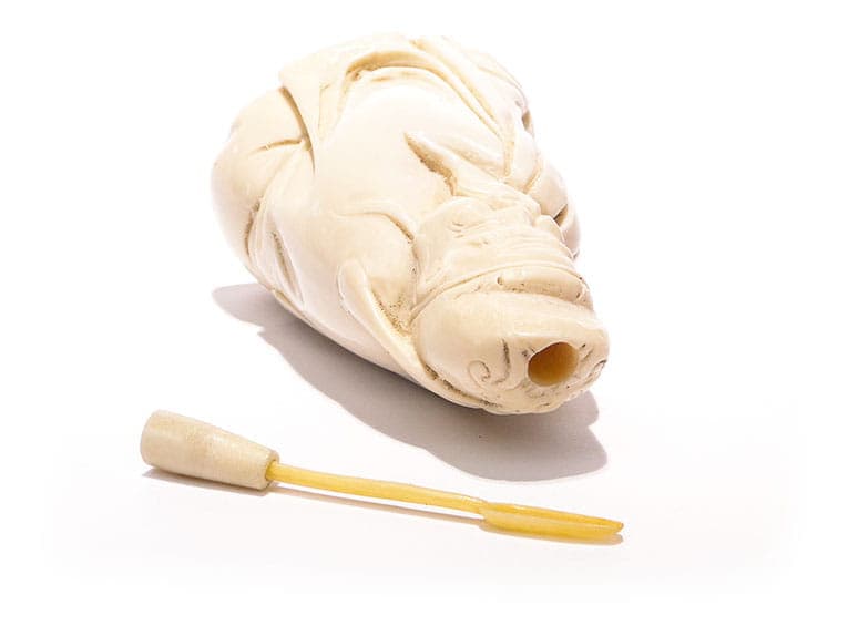 Tabakiera figuralna, beżowa kość, Chiny, lata 70. - 277741