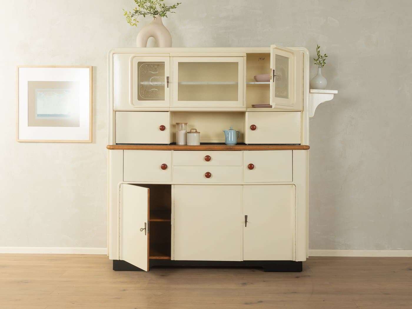 Kredens Art Deco, beżowy, drewno, Niemcy, lata 20. - 278076