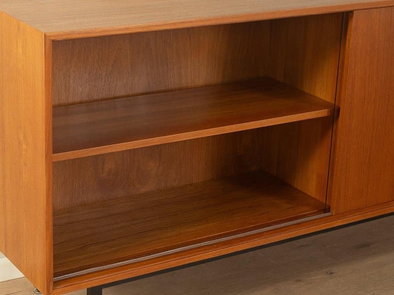 Sideboard, teak brązowy, metal czarny, proj. L. Wegner, Niemcy, lata 60. - 278015