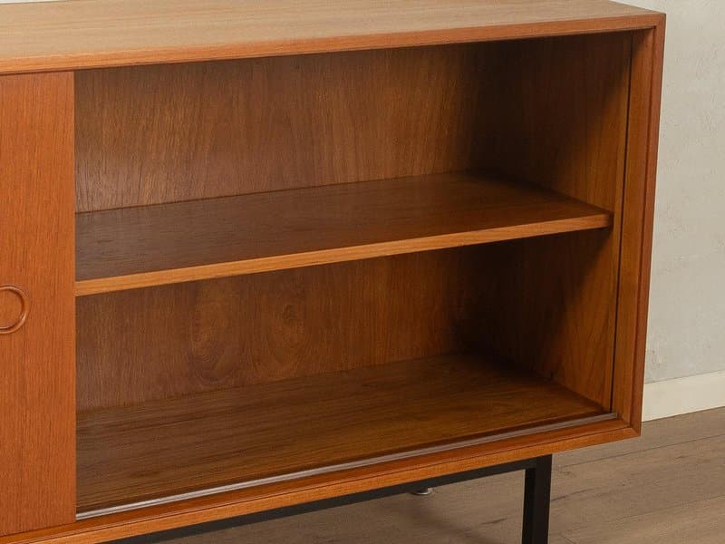 Sideboard, teak brązowy, metal czarny, proj. L. Wegner, Niemcy, lata 60. - 278016
