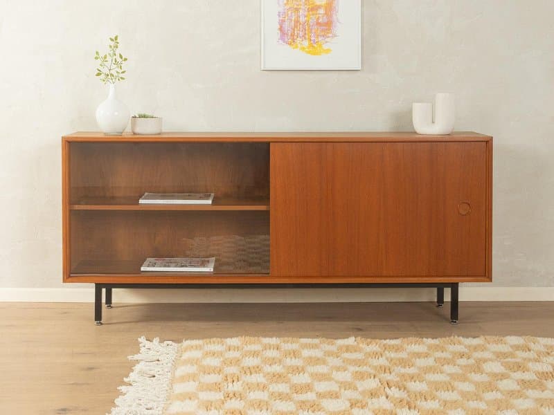 Sideboard, teak brązowy, metal czarny, proj. L. Wegner, Niemcy, lata 60. - 278018