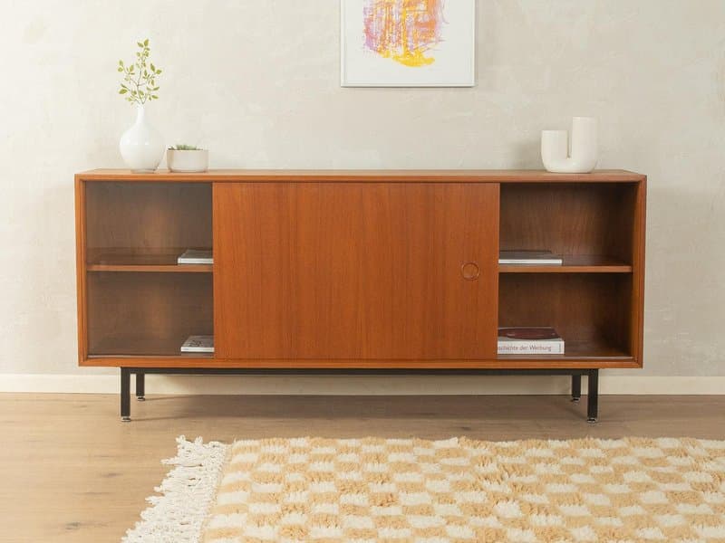 Sideboard, teak brązowy, metal czarny, proj. L. Wegner, Niemcy, lata 60. - 278013