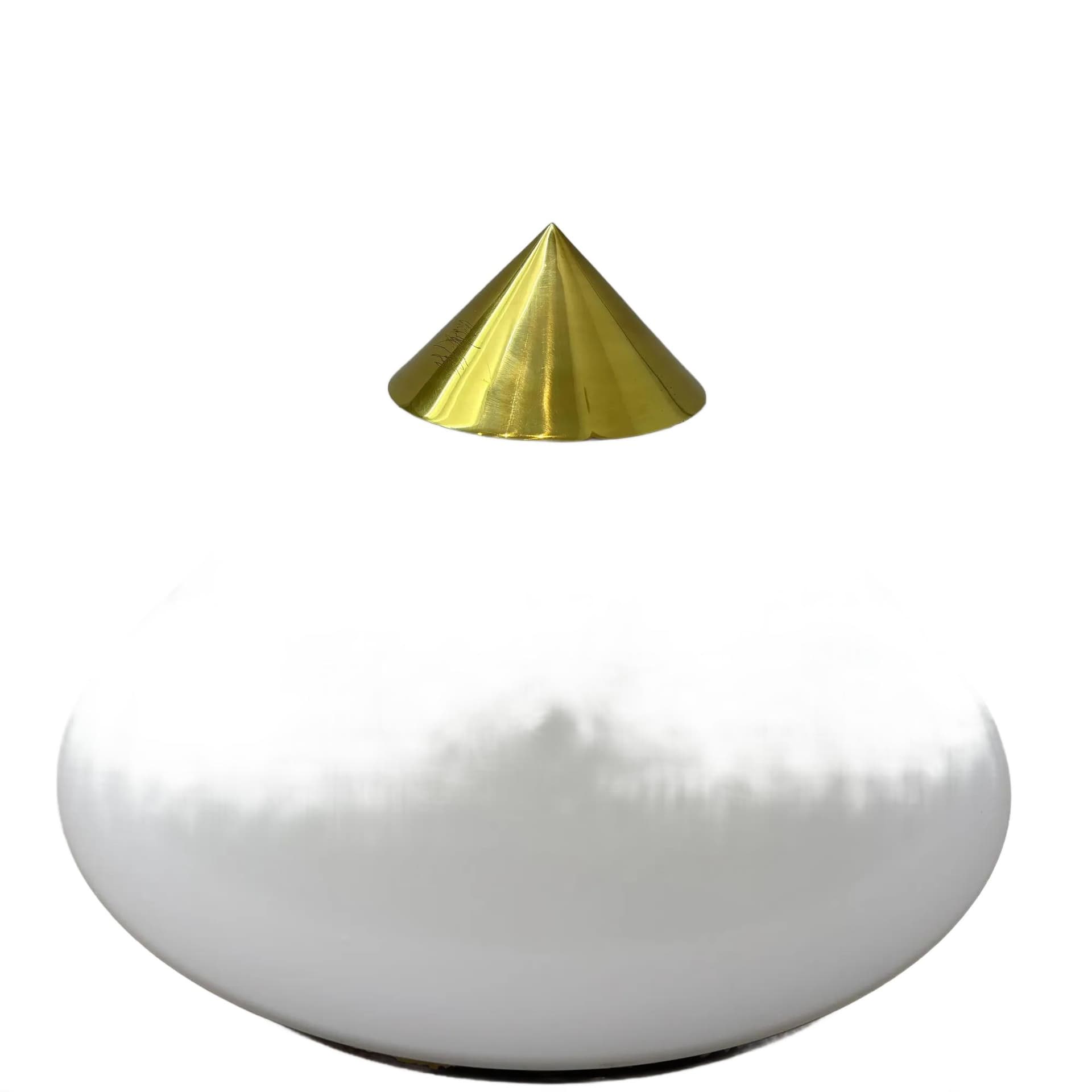 Plafon, szkło opalowe białe, mosiądz złoty, Glashutte Limburg, Niemcy, lata 70.