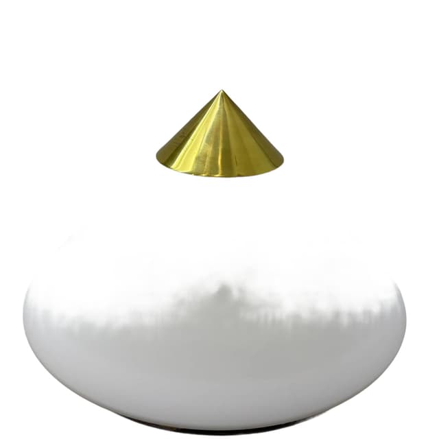 Plafon, szkło opalowe białe, mosiądz złoty, Glashutte Limburg, Niemcy, lata 70. - WYMIARY