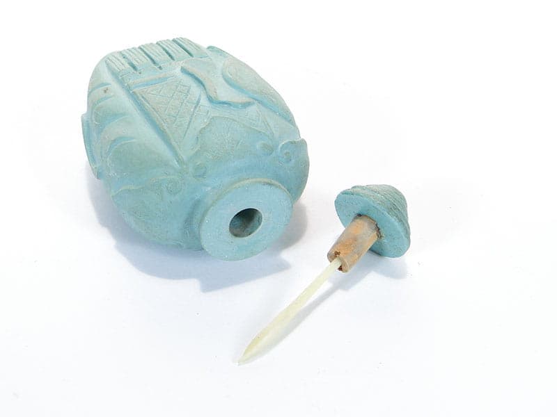 Tabakiera, turkusowy niebieski, ceramika, Chiny, lata 90. - 277804