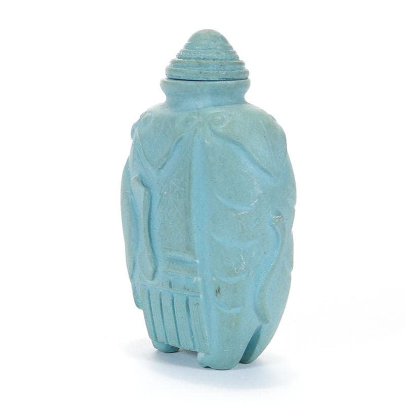 Tabakiera, turkusowy niebieski, ceramika, Chiny, lata 90. - 277806