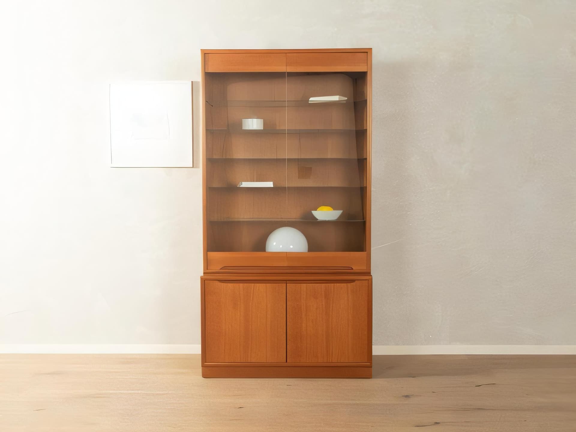 Witryna, brązowy, drewno, szkło transparentne, Dania, lata 60. - 277968